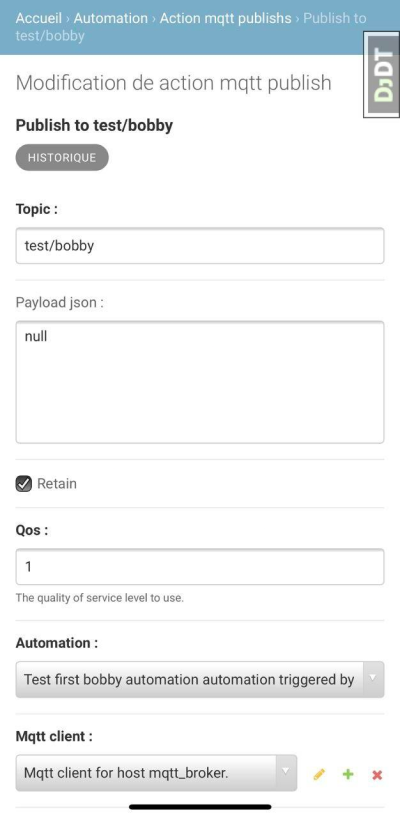 example of automation with mqtt action