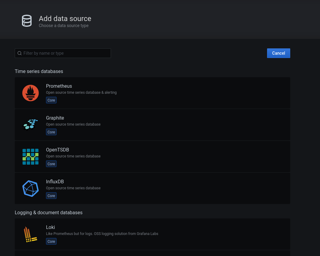 Grafana data sources