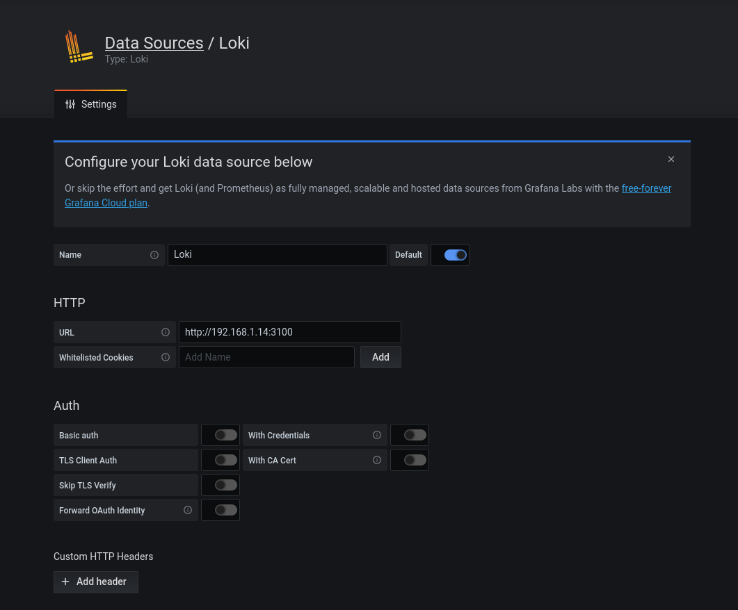 Grafana connect to Loki